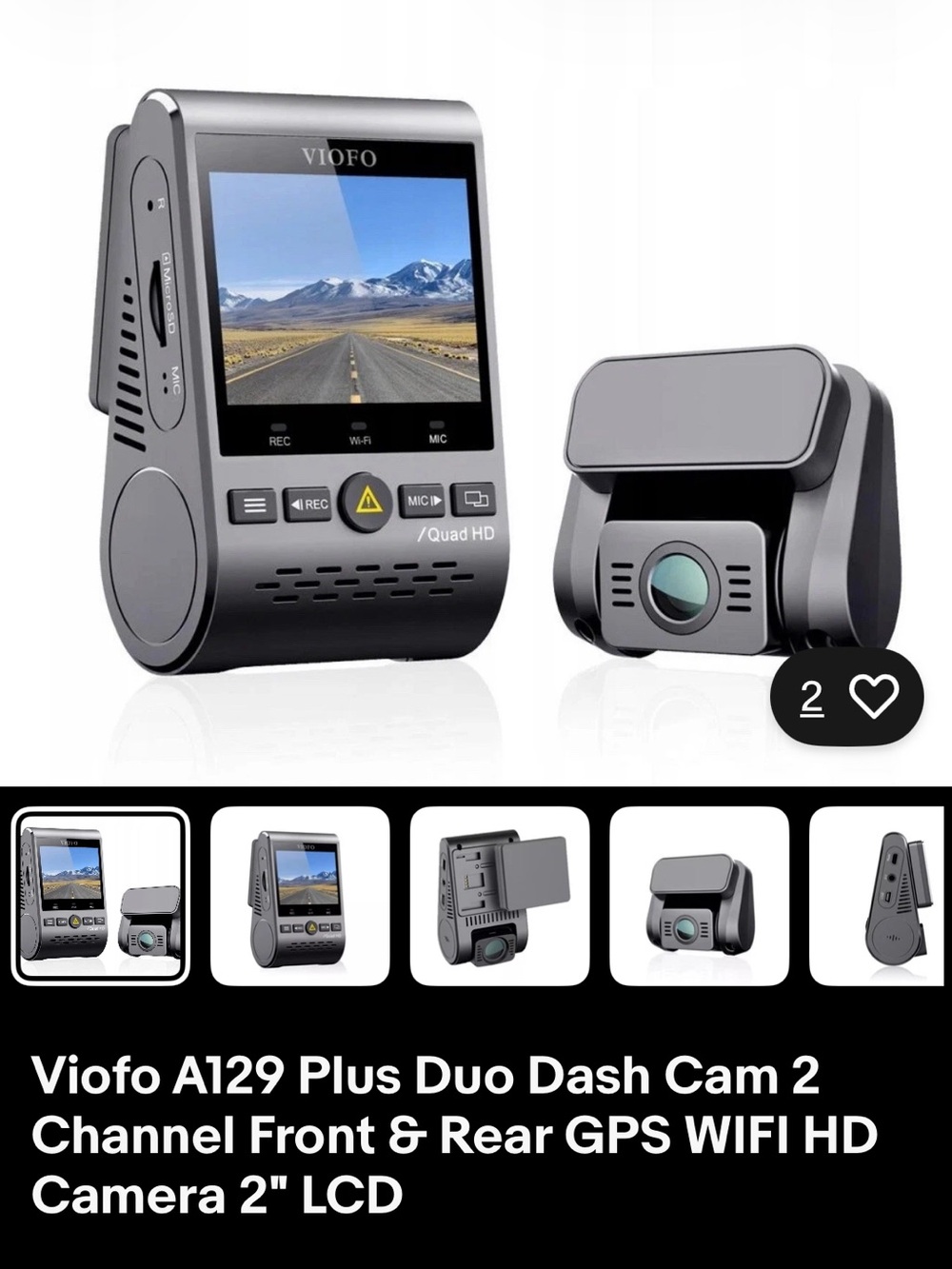 Viofo A129 Plus Duo 2-channel dash cam